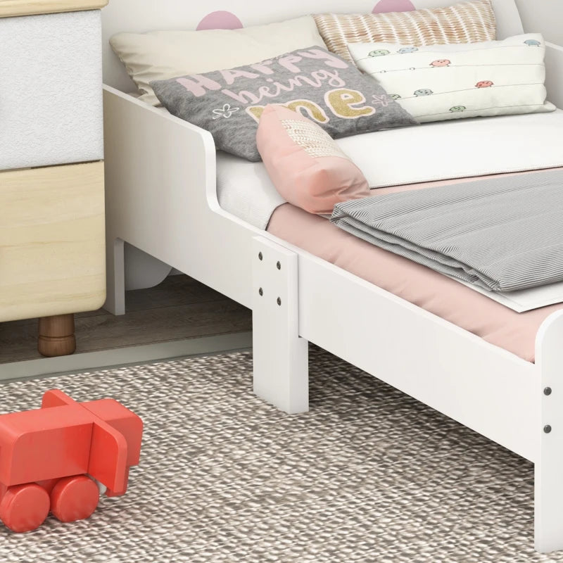 ZONEKIZ Rabbit Toddler Bed - Adorable Kids Bedroom Furniture in White, Perfect for Cozy Sleep and Playtime