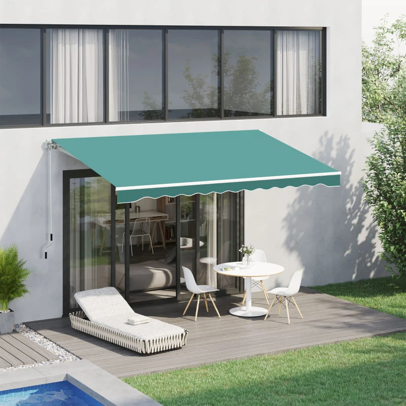 Green 3.5m x 2.5m Manual Retractable Awning - Maximum Projection 2.5m