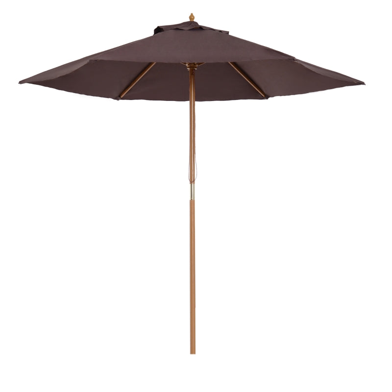 Wooden Garden Parasol Sun Shade - Coffee