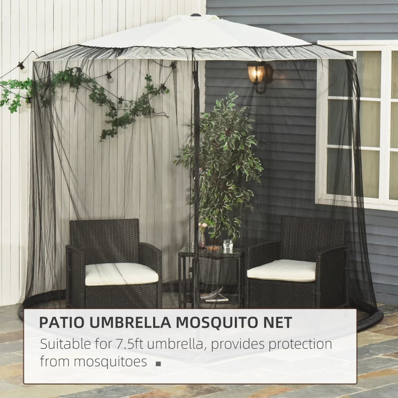 Outdoor Patio Umbrella Table Screen - 2.3m - Mosquito Net - Zipped Door - Black