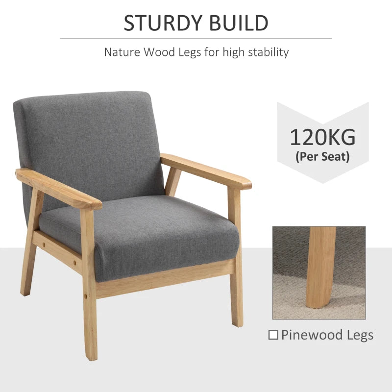 Minimalist Wooden Frame Accent Chair with Comfortable Padded Seat for Stylish Living Spaces