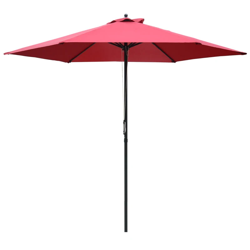 Round Wine Red Garden Parasol Umbrella - 2.8m Outdoor Sun Shade Canopy