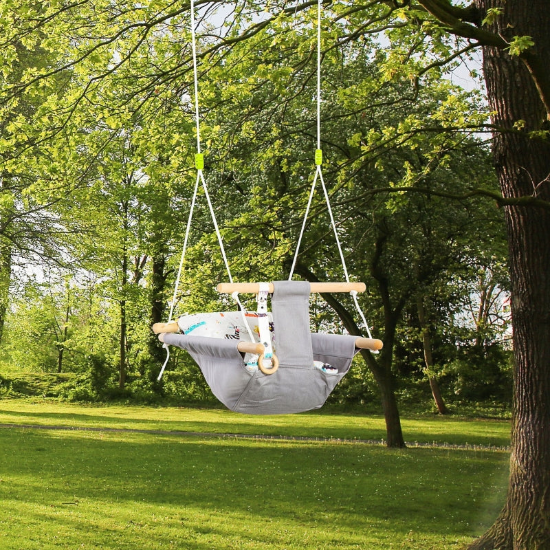 Grey Baby Swing Hammock Chair with Cotton-Padded Pillow