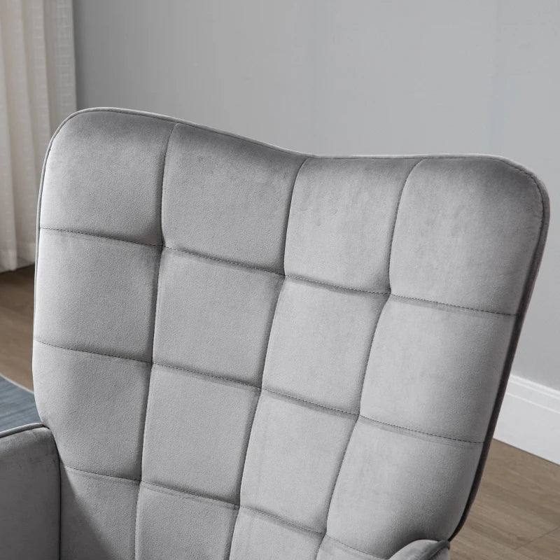 Stylish Velvet-Touch Tufted Wingback Armchair Set of 2 for Modern Lounge and Leisure Spaces in Grey