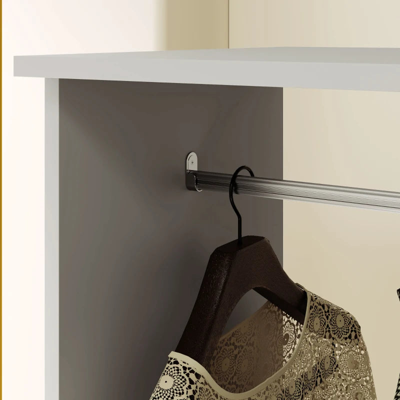 Mobile Open Wardrobe with Clothes Hanging Rail and Storage Shelves for Bedroom or Hallway Grey