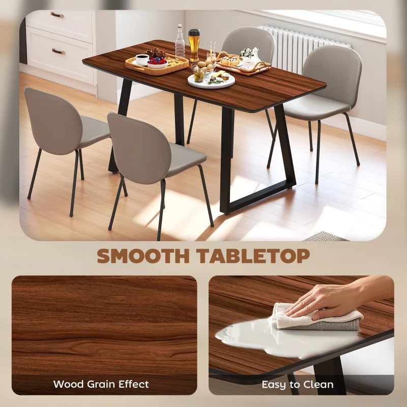 Extendable Rectangular Dining Table with Wood Effect Top for 4-6 People, Steel Frame & Hidden Leaves - Perfect for Kitchen & Living Room