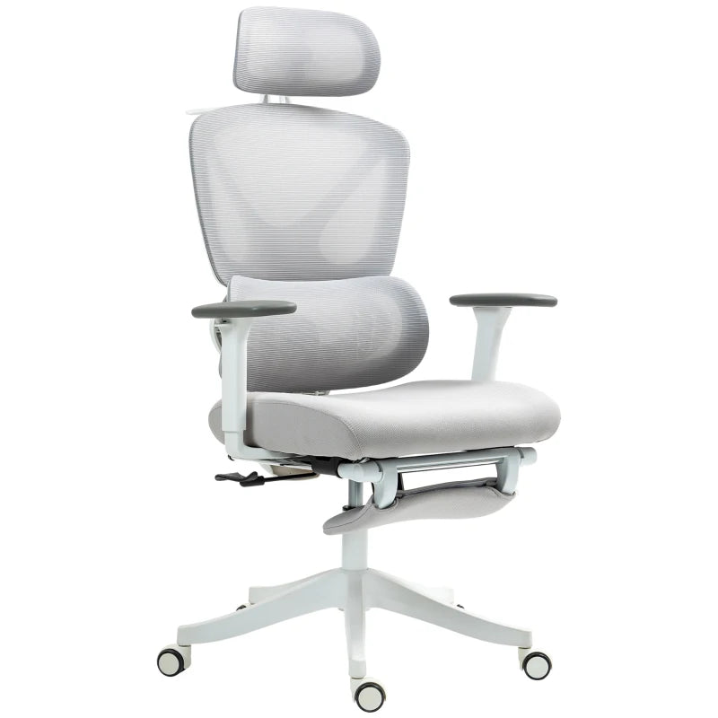 Ergonomic Adjustable Office Chair in Grey - Comfort & Support for Home and Office Use, Perfect for Long Hours