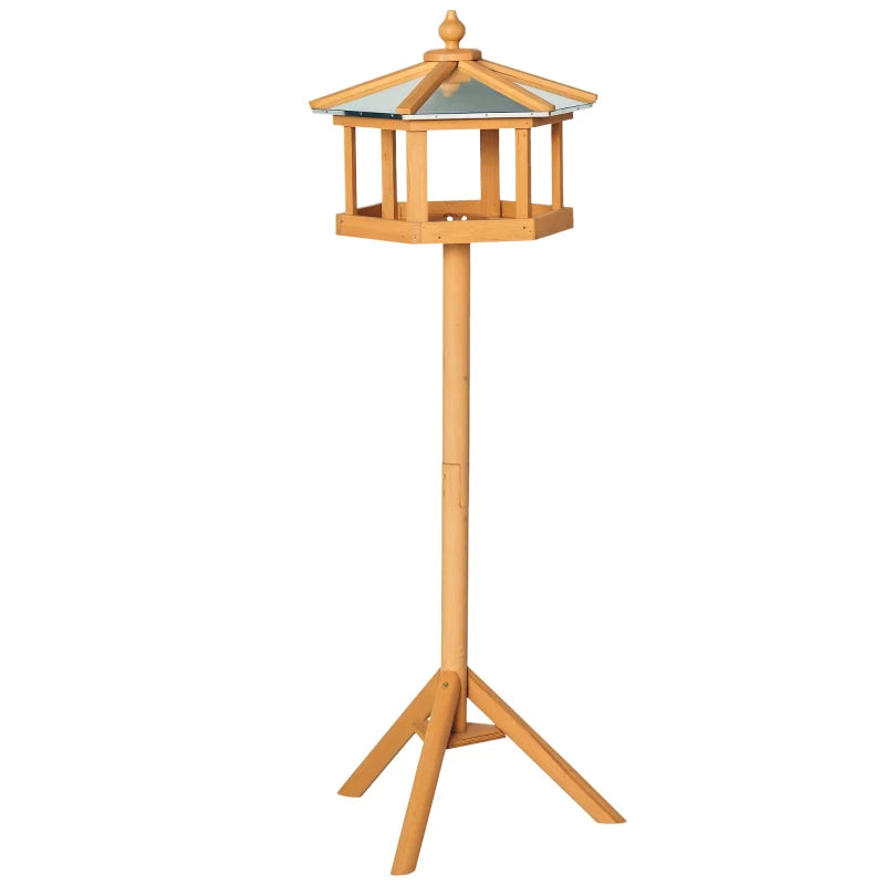 Wooden Bird Table - Free Standing Feeder Station for Garden, Sheltered Parrot Stand, Birdhouse 40x113cm