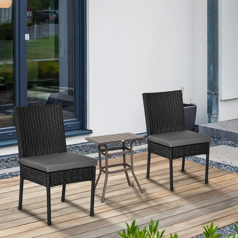 Black Rattan Armless Garden Chairs Set of 2