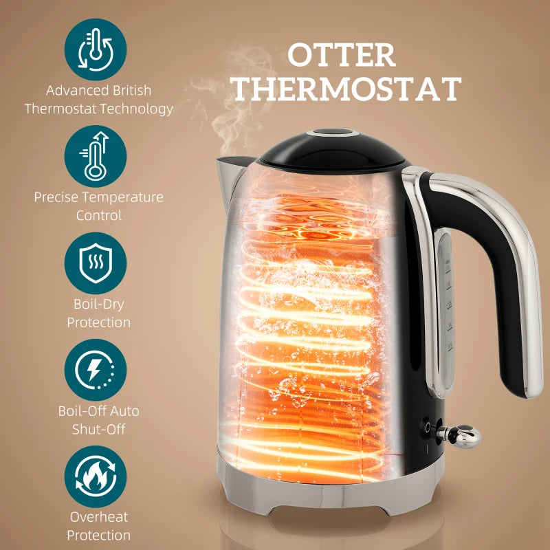 Vintage Black Toaster and Kettle Set - Retro Kitchen Appliances for Stylish Cooking and Brewing