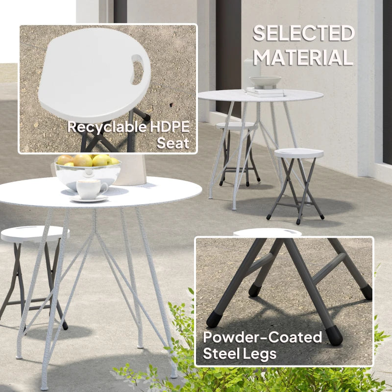 Set of Four White Folding Carry Stools - Compact and Lightweight Design