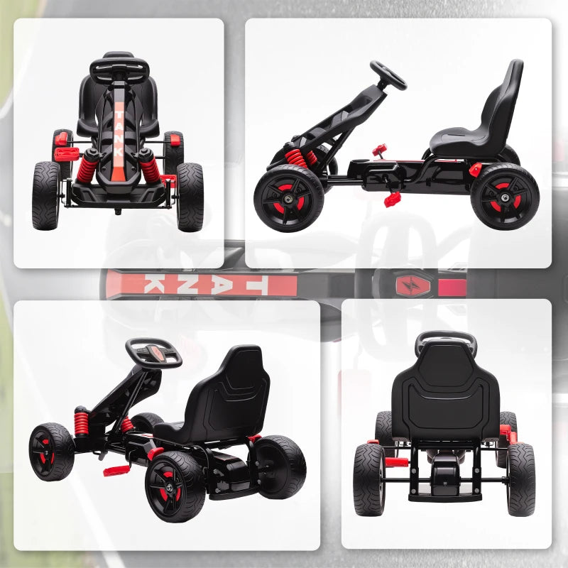 Kids Pedal Go Kart for Ages 3-6 with Freewheel System and Anti-Slip Wheels Red