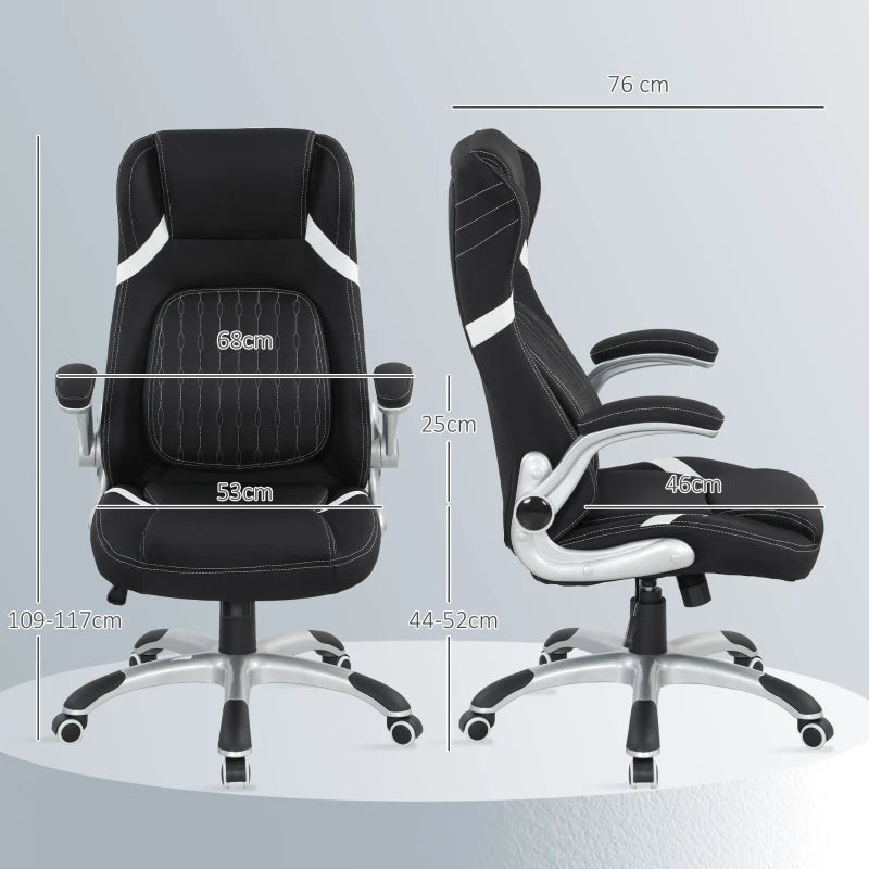 Vinsetto Adjustable Height Linen-Look Office Chair - Stylish Black Ergonomic Design for Home & Office Comfort