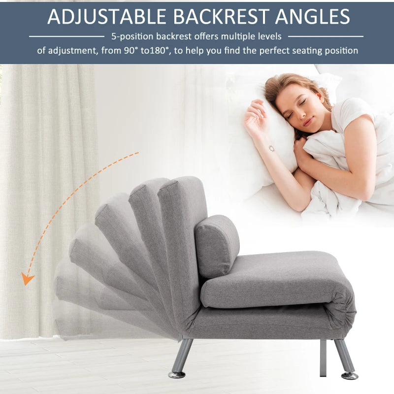 Adjustable Grey Futon Sofa Chair for Versatile Comfort and Style in Any Living Space