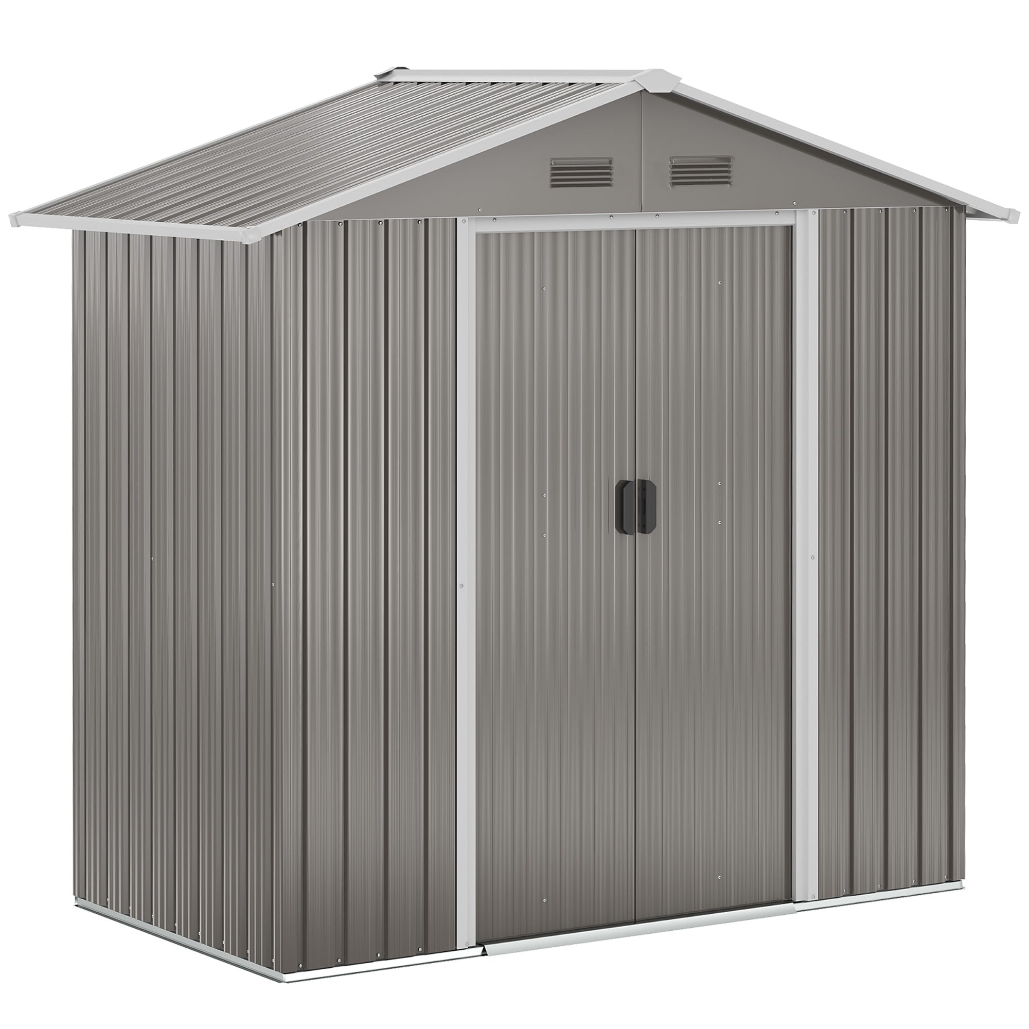 6.5ft x 3.5ft Metal Garden Storage Shed for Outdoor Tool Storage with Double Sliding Doors and 4 Vents