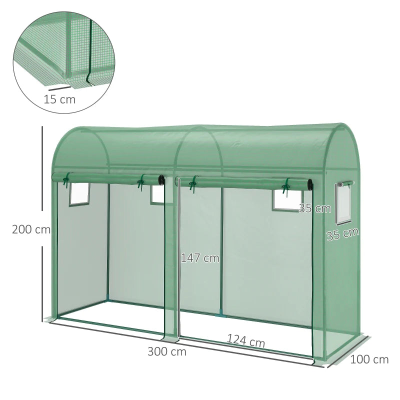 Green Tomato Plant Growth Greenhouse with Double Doors & Windows, 3x1x2m