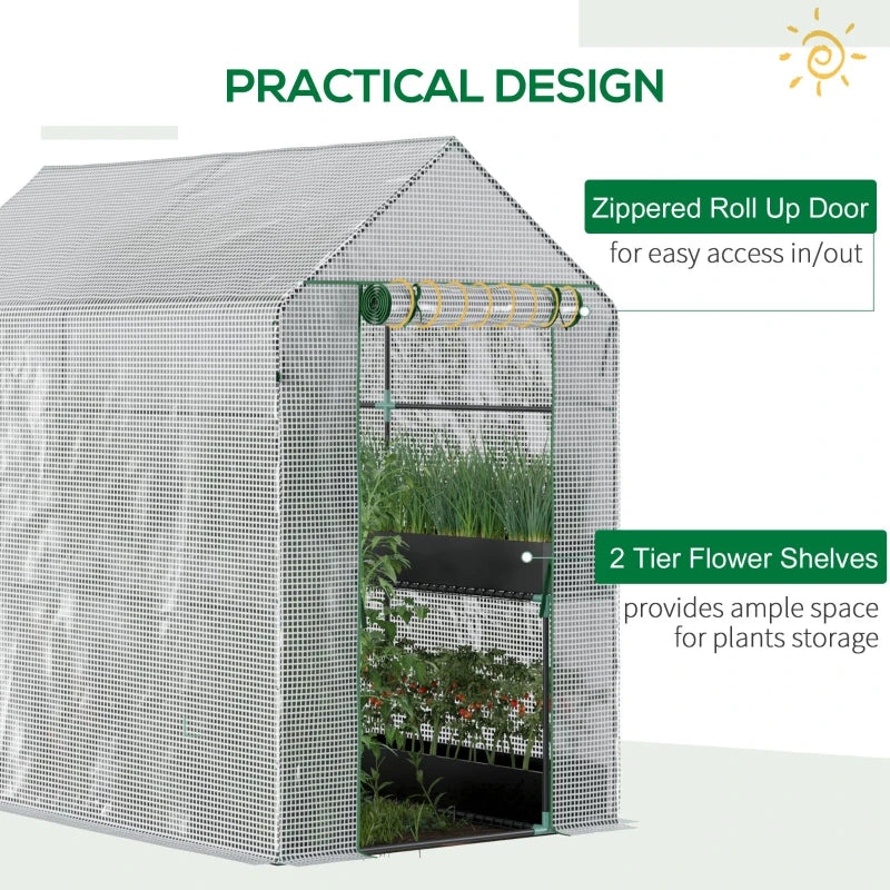 Green 2-Tier Garden Polytunnel Greenhouse 6x4x6ft