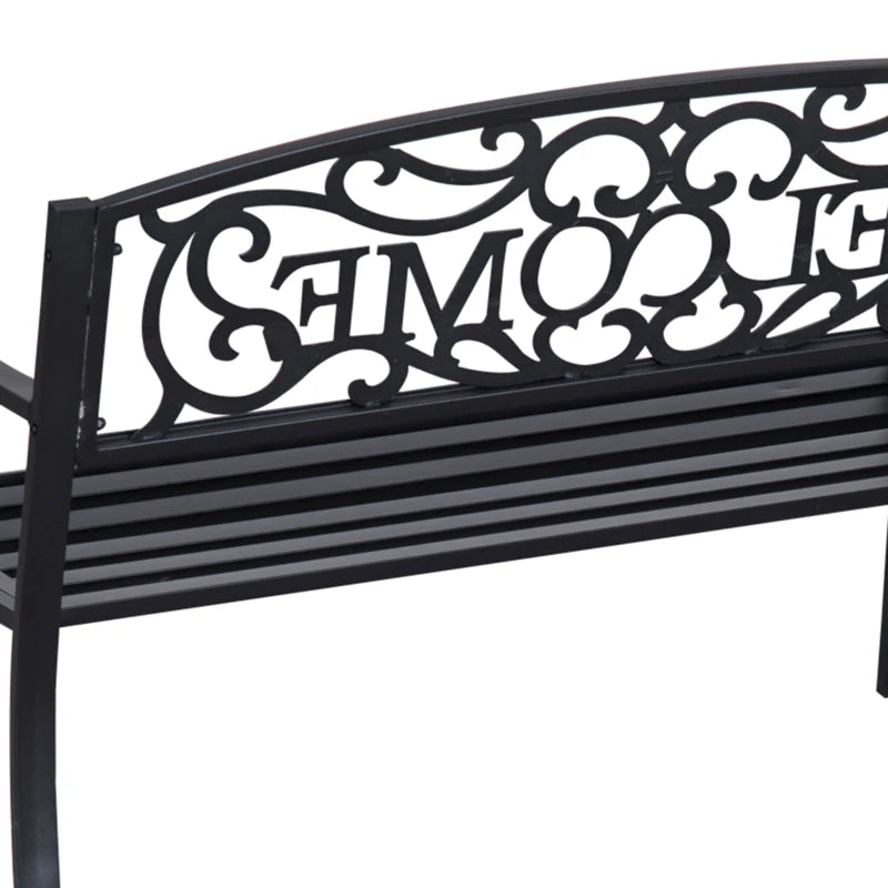 Black Steel Garden Bench - 126x60x85 cm