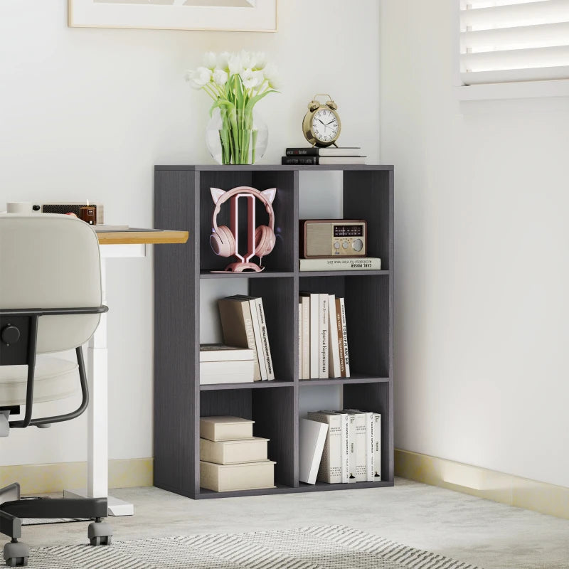Stylish 6-Cube Bookshelf in Grey - Modern Storage Solution for Home or Office, Perfect for Organizing Books and Decor