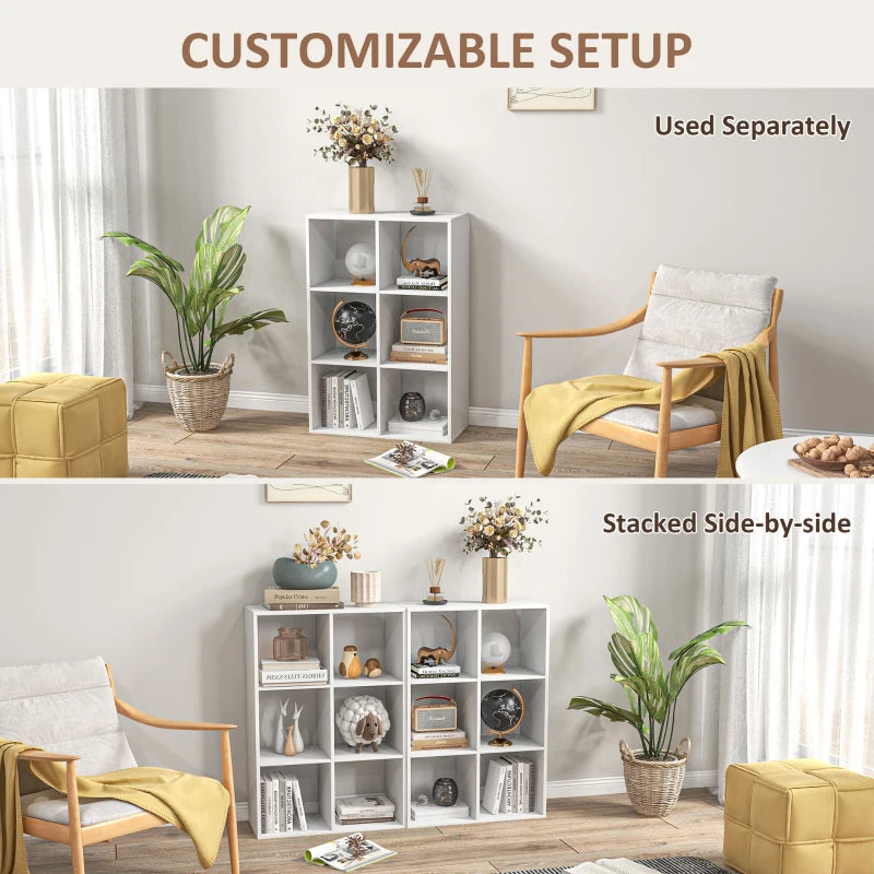 Modern 6-Cube Bookshelf in White - Stylish Storage Solution for Home, Office, or Kids' Room - Versatile Organizer