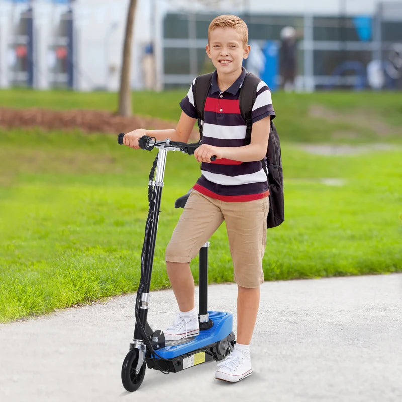 Foldable Electric Scooter for Kids - 12V 120W, Safe Brake & Kickstand, Stylish Blue Design