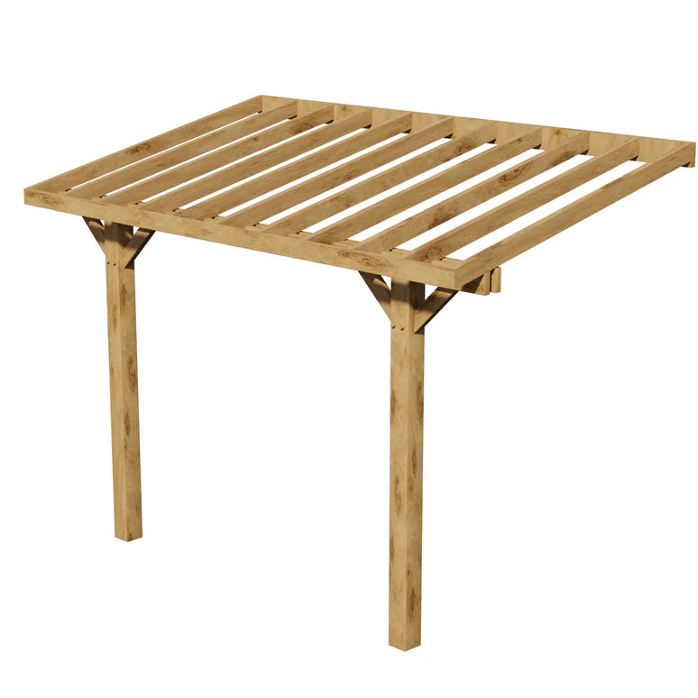 Oak Lean-To Pergola with Open Roof Design