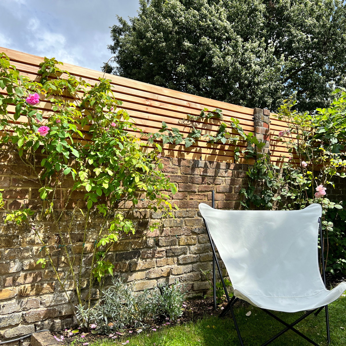 Larch Slatted Horizontal Fence Panels - Premium Timber Modern Garden Fencing