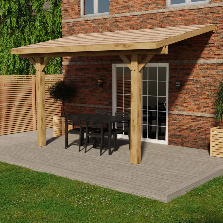 Oak Lean-To Gazebo with Cedar Shingle Roof