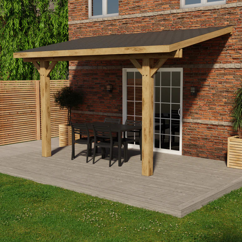 Oak Lean-To Gazebo with Katepal Black Shingle Roof