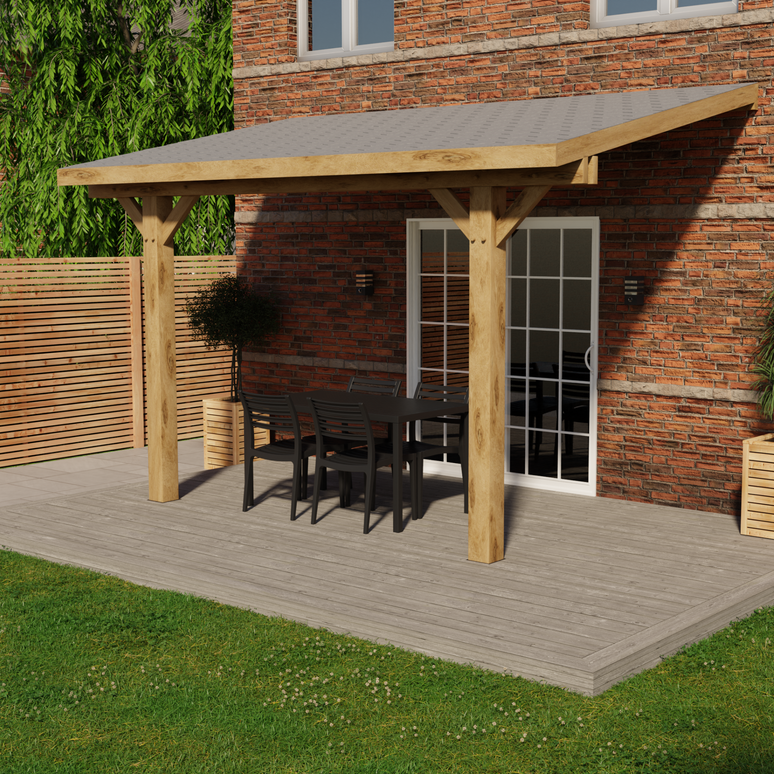 Oak Lean-To Gazebo with Katepal Grey Shingle Roof