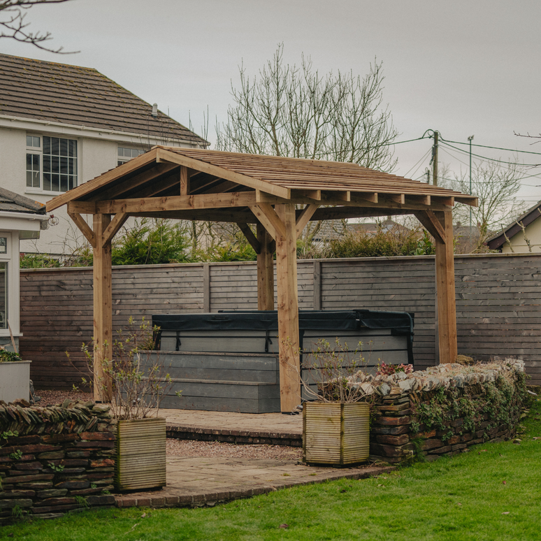 Ruby Wooden Apex Gazebo with Treated Featheredge Roof & Overhang - Premium Garden Gazebo