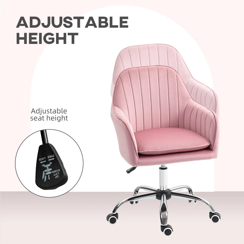 Stylish Dark Pink Velvet-Feel Tub Office Chair with Comfortable Seat Cushion - Perfect for Home or Office Decor