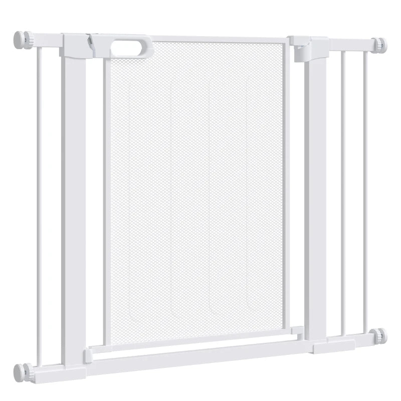 Pet Safety Gate for Doorways & Staircases - Adjustable 75-103cm with Extensions Kit - White Color, Ideal for Hallways