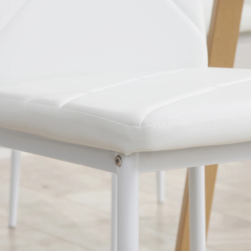 Set of 4 Modern White Faux Leather Dining Chairs - Stylish, Comfortable, Easy to Clean for Dining Room or Kitchen