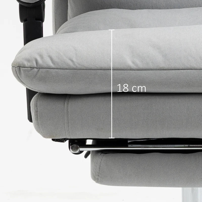 Vinsetto Ergonomic Office Chair with Footrest, 6-Point Massage & Heating, Double Padding, 135° Recline, Grey Microfibre