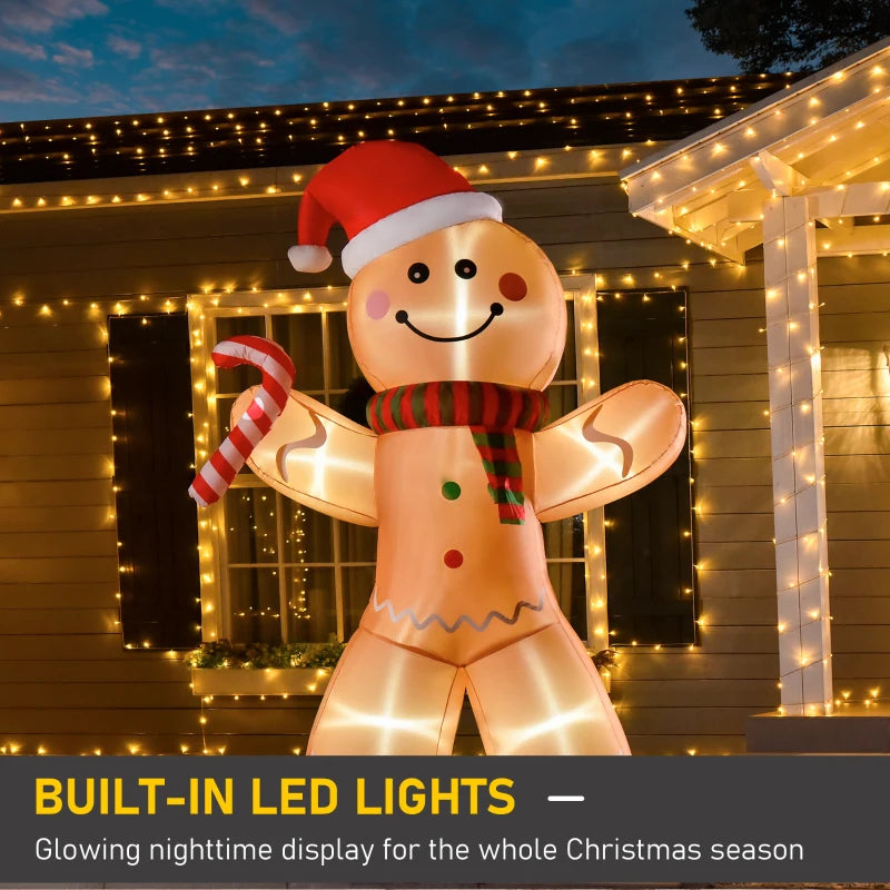 8ft Christmas Inflatable Gingerbread Man - Lighted Blow Up Yard Decor for Indoor & Outdoor Holiday Parties