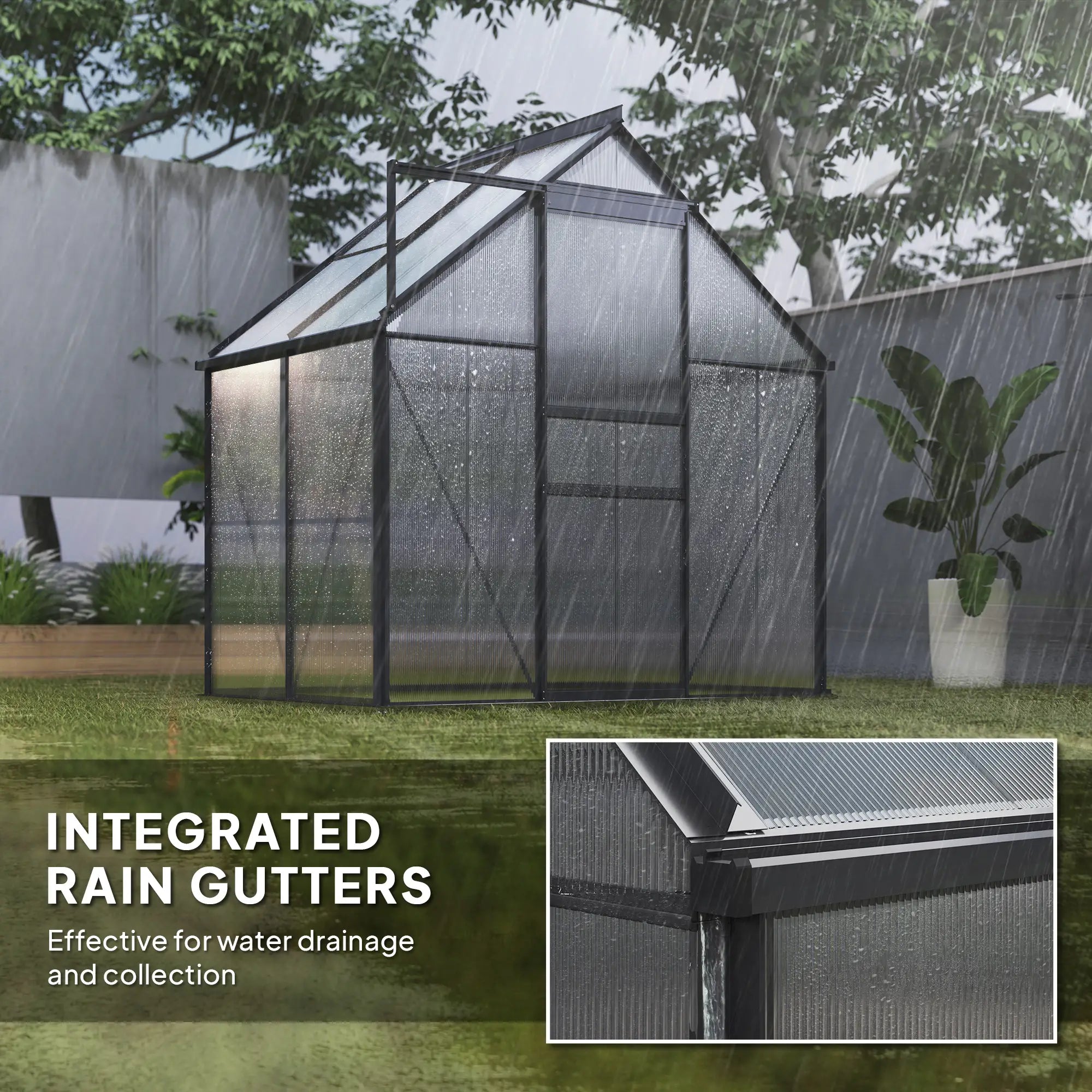 192.5cm x 131cm Walk-In Polycarbonate Greenhouse
