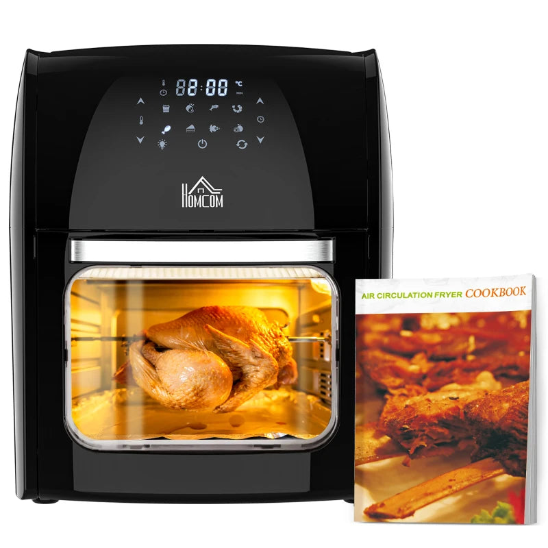 12L 8-in-1 Digital Air Fryer Oven - Roast, Bake, Dehydrate, 8 Presets, 1800W, Timer, Inner Light, Black