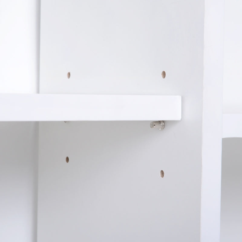 Modern White Sideboard Bookshelf - Free Standing Bookcase with Adjustable Shelves, Wooden Legs & Two Doors for Stylish Storage