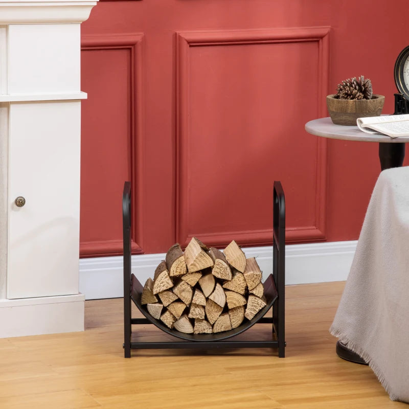 Bear-Shaped Metal Firewood Log Holder Rack - Indoor/Outdoor Fireplace Wood Storage, Rust-Resistant, 42W x 33.5D x 43H cm