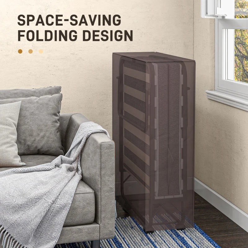 Portable Folding Bed with Wheels Steel Frame for Easy Storage and Travel Black Grey