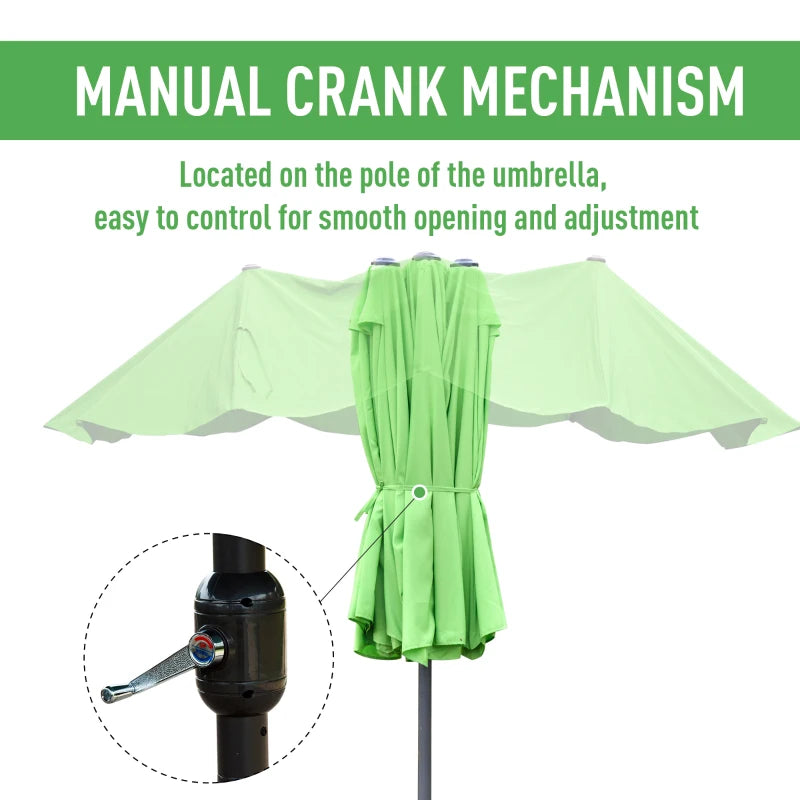 Green Double-sided Crank Sun Umbrella Canopy - 4.6M