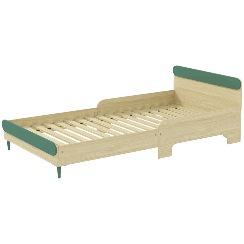 Green Toddler Bed with Safety Rail for Ages 3-10, 195x103x60.5cm - Safe & Stylish Kids' Sleep Solution
