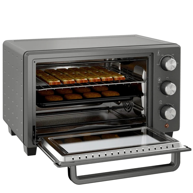 21L Mini Countertop Oven - Adjustable Temperature 100°C-230°C, Compact Grey Design for Efficient Cooking