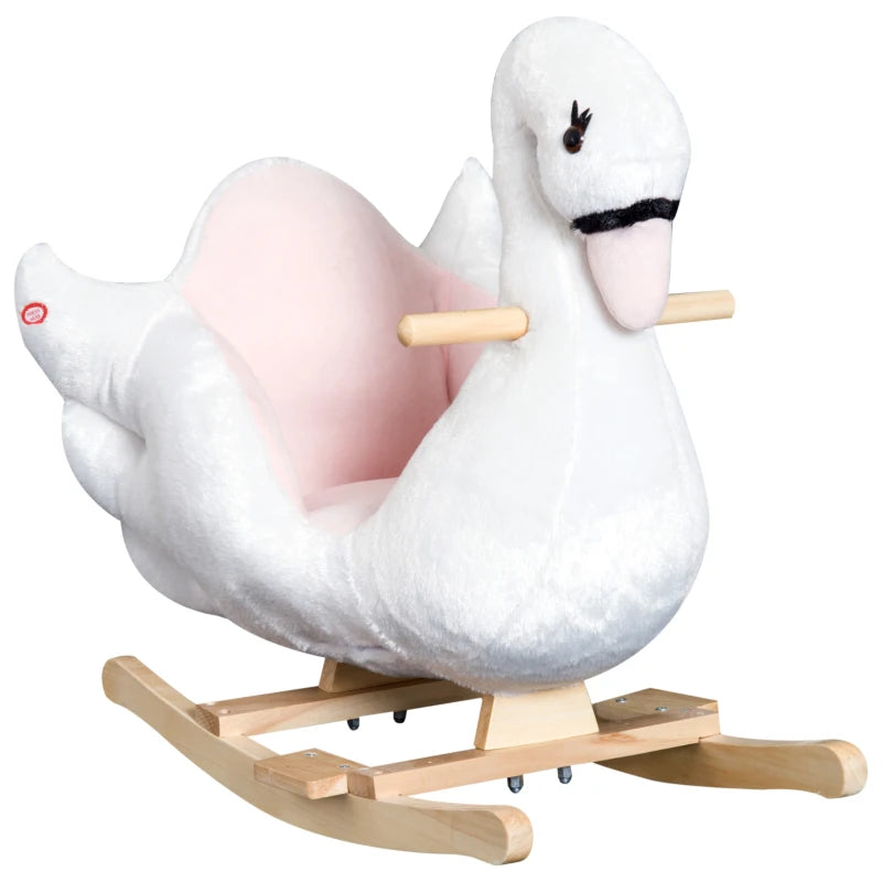 Plush Ride On Swan Toy for Toddlers with Safety Seat Ideal for Kids 18 Months Plus