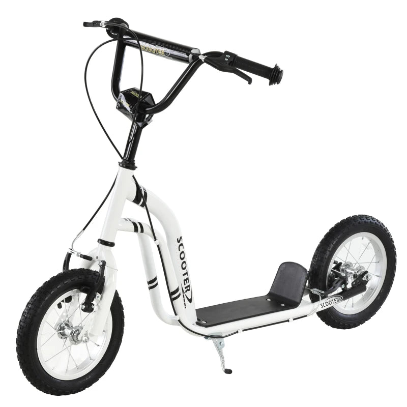 Dual Brakes 12" Adjustable Kick Scooter with Metal Frame - Black - Perfect for Kids and Adults