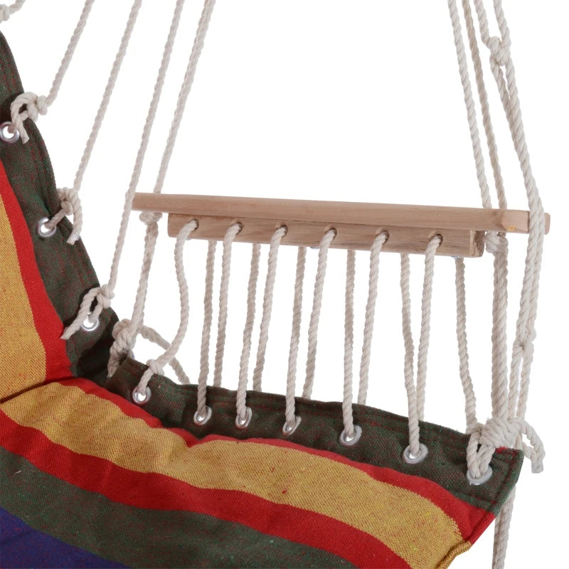 Red Hanging Rope Hammock Chair with Padded Seat & Backrest