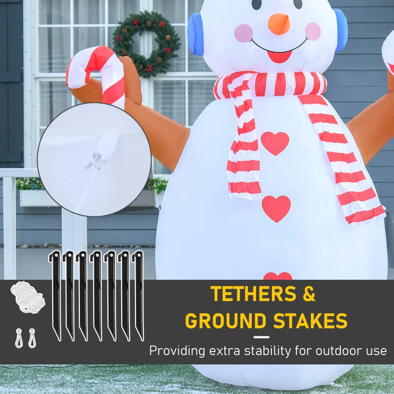 8ft Inflatable Christmas Snowman with Candy & Rotating Lights - Perfect Indoor/Outdoor Holiday Lawn Decoration & Party Prop