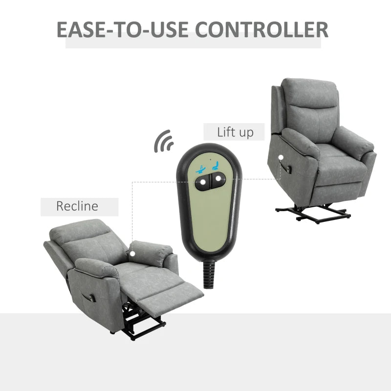 Grey Faux Leather 70° Electric Riser Recliner Chair for Ultimate Comfort and Support