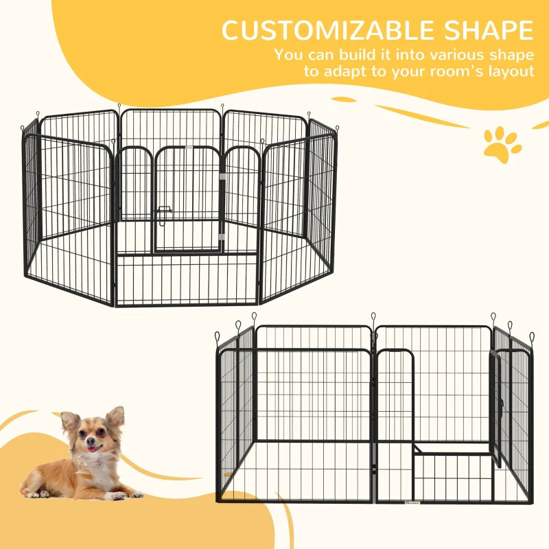 8 Panels Heavy Duty Puppy Playpen for Small & Medium Dogs - Indoor/Outdoor Use, Black, Durable Pet Enclosure